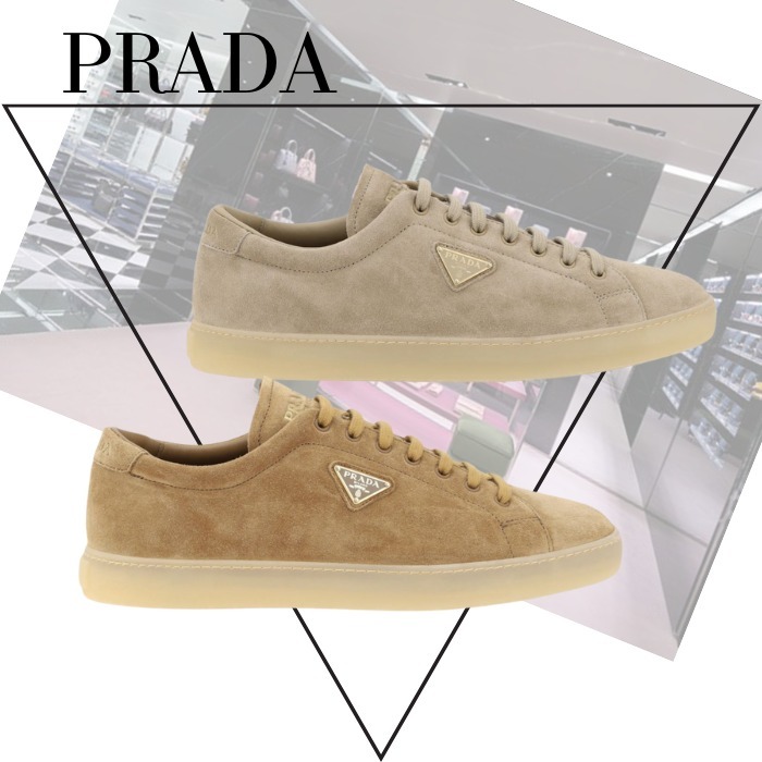 【PRADA】ロゴ レースアップ スニーカー ブラウン ベージュ