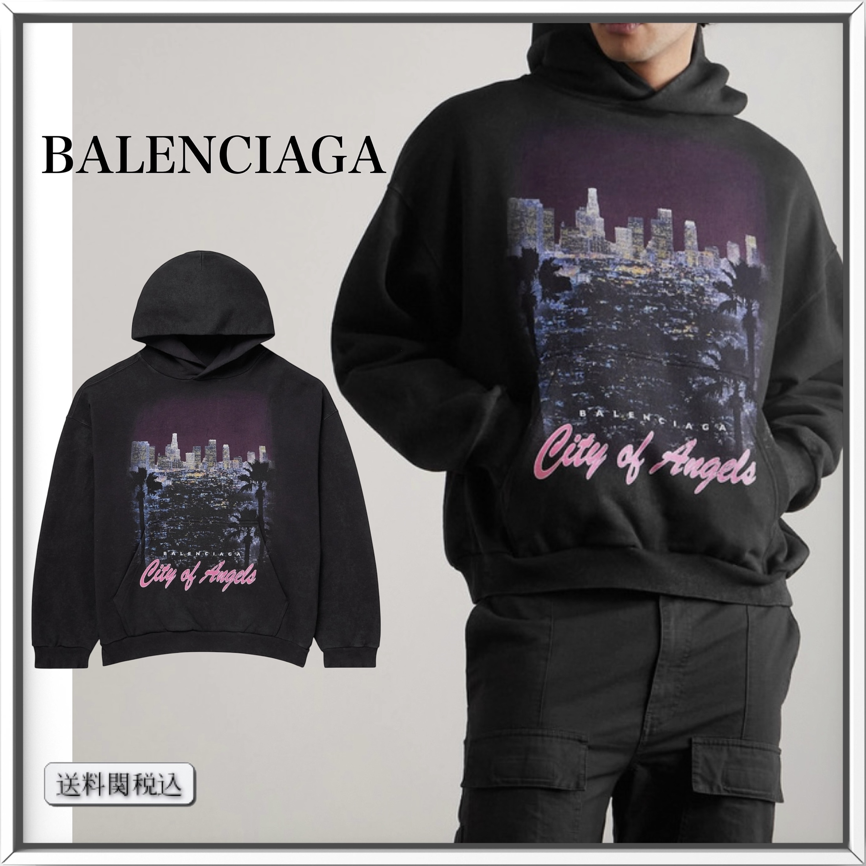 BALENCIAGA ロゴ プリント コットン パーカー 人気