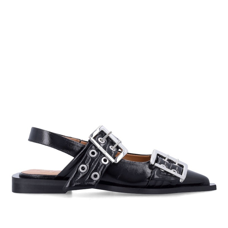 サンダル・ミュール Ganni FW25 FEMINIE BUCKLE BALLERINA (S27304926 099)