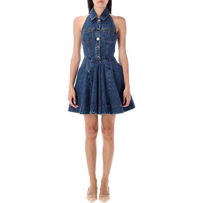ワンピース SELF PORTRAIT DENIM SLEEVLES MINI DRESS (PF25830SBL BLUE)