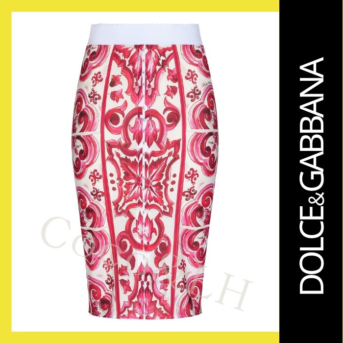 Dolce&Gabbana マヨリカ柄 マーキゼット ペンシルスカート