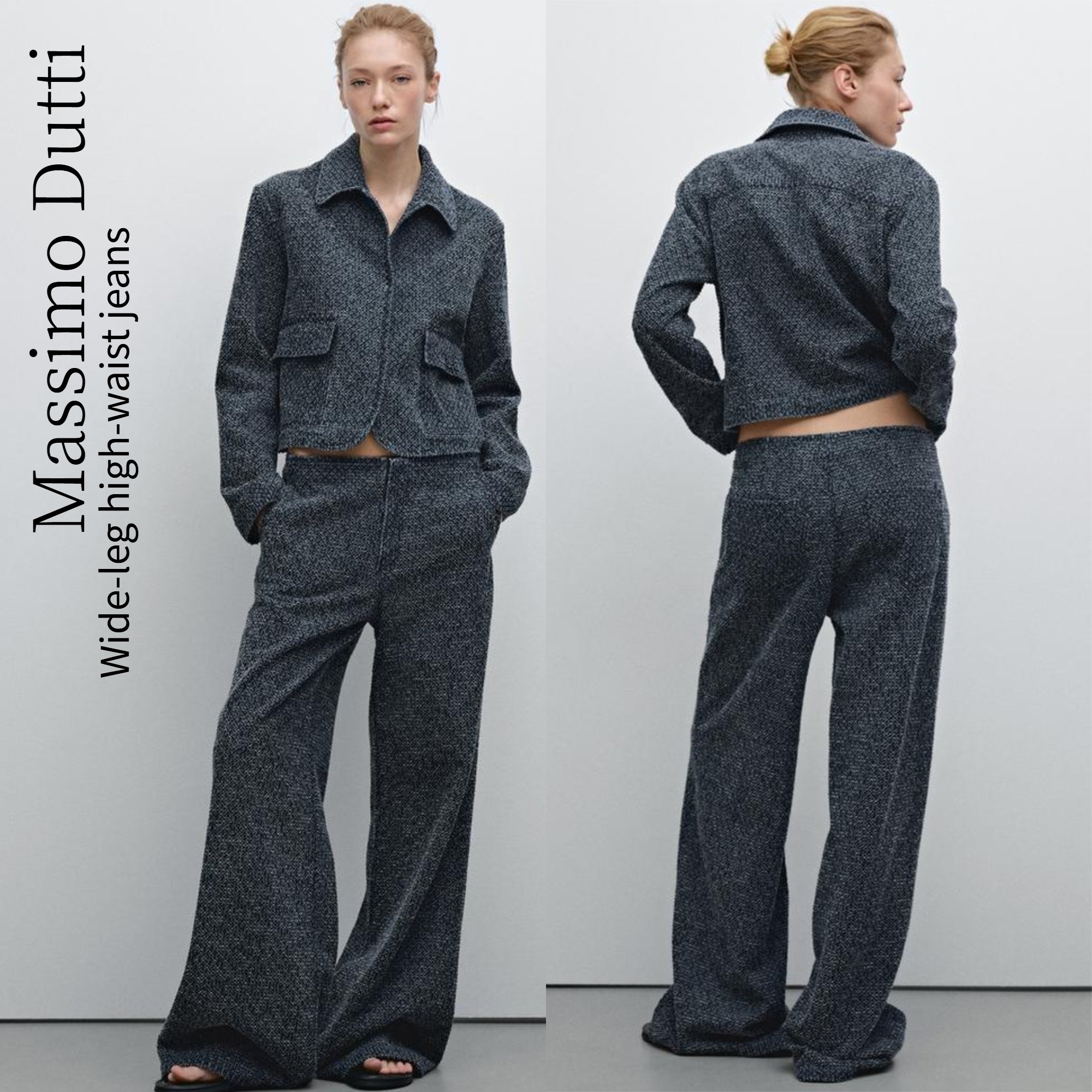 【Massimo Dutti】Wide-leg high-waist jeans