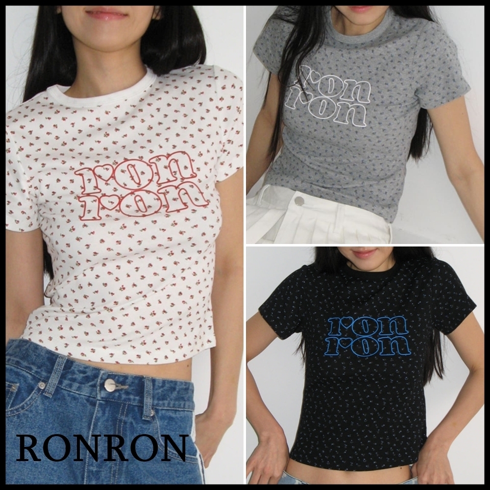 【RONRON】FLORAL LOGO SLIM CROP T SHIRT★送料・関税込★