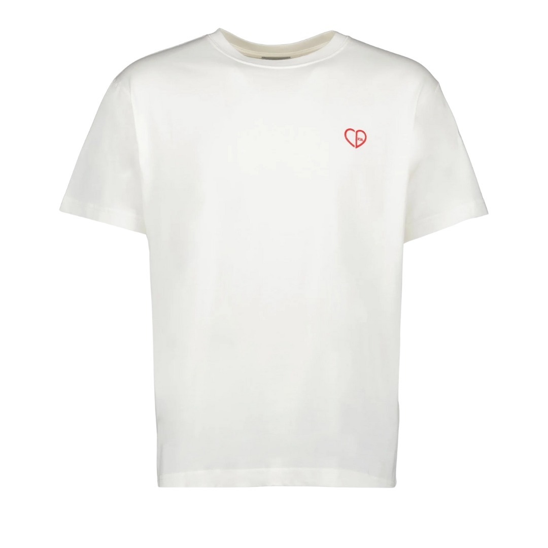 【24AW】DIOR CDハート刺繍Tシャツ 白×赤ロゴ メンズ コットン
