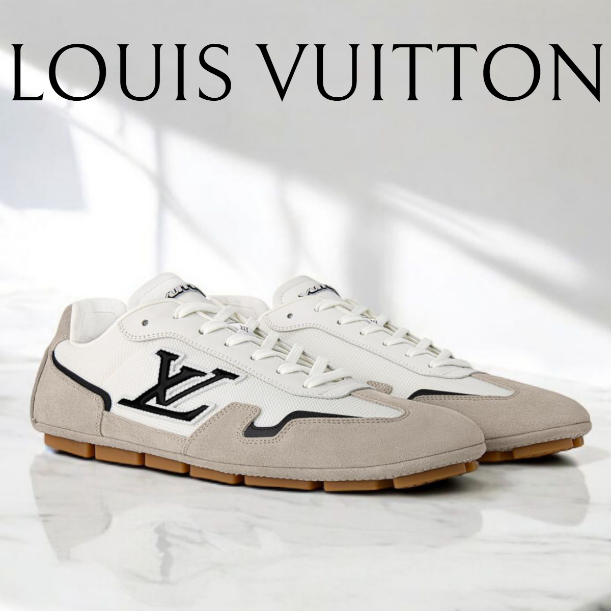 メンズ*LV*ラリースニーカー シンプル ロゴ ベロアカーフスキン
