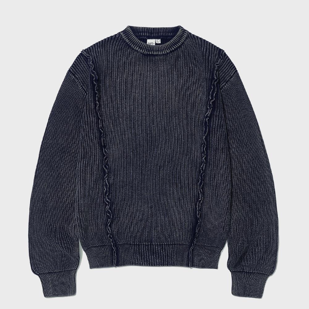 ★PARTIMENTO★ VTG Washed Knit Crewneck Dark Navy