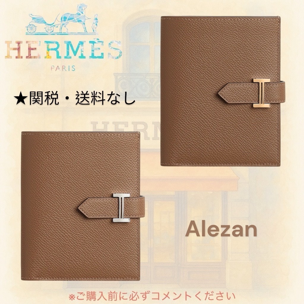 人気 定番 HERMES エルメス ベアンコンパクト アレザン 財布