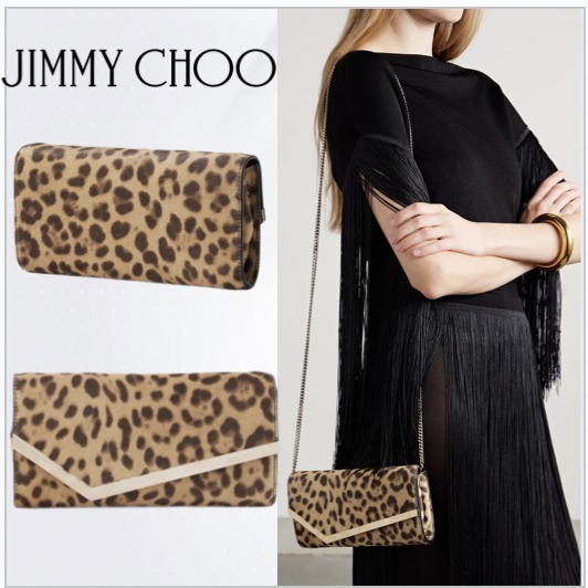 【JIMMY CHOO】Emmie レオパード カーフクラッチバッグ