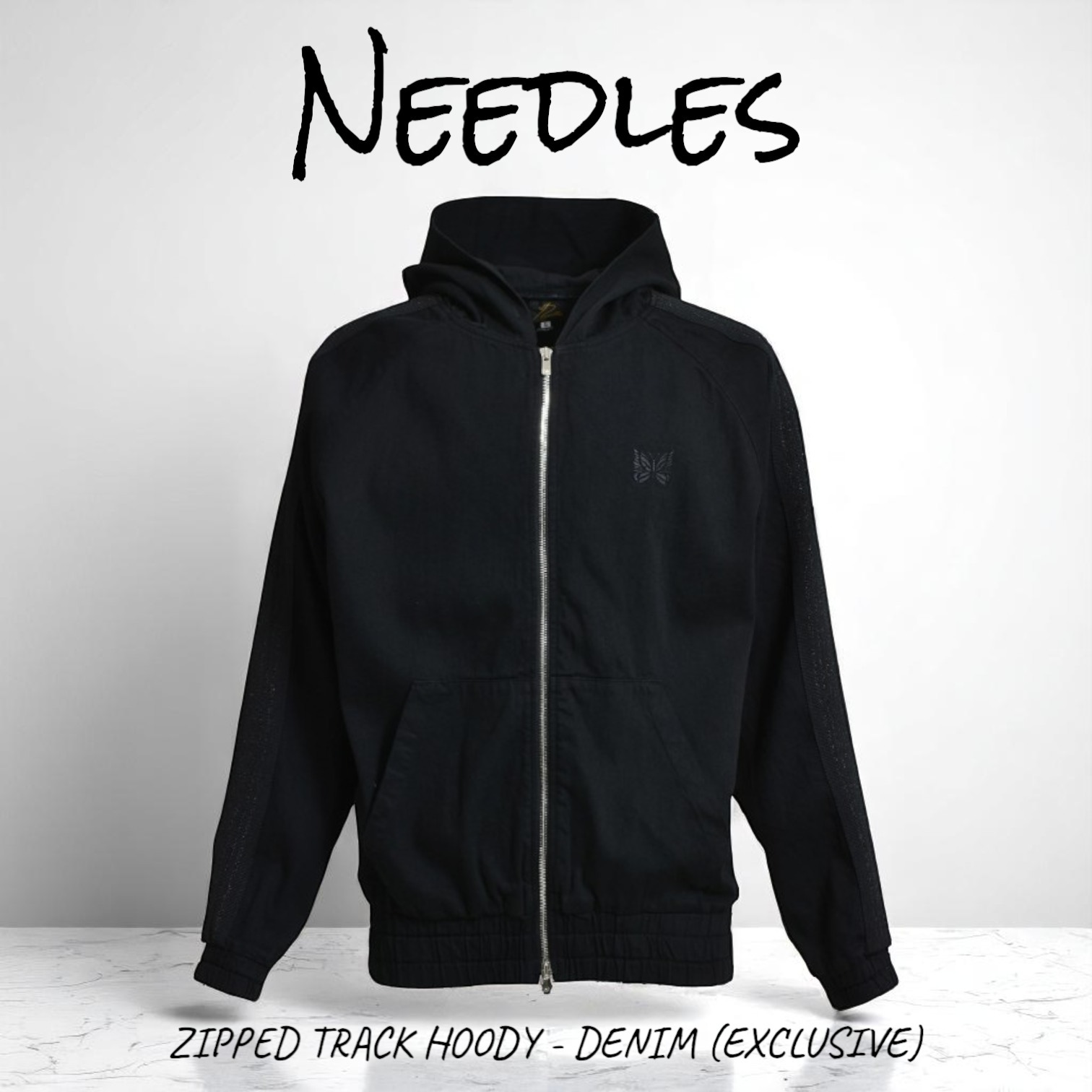Needles ジャケット ジップ トラック フーディ デニム 黒