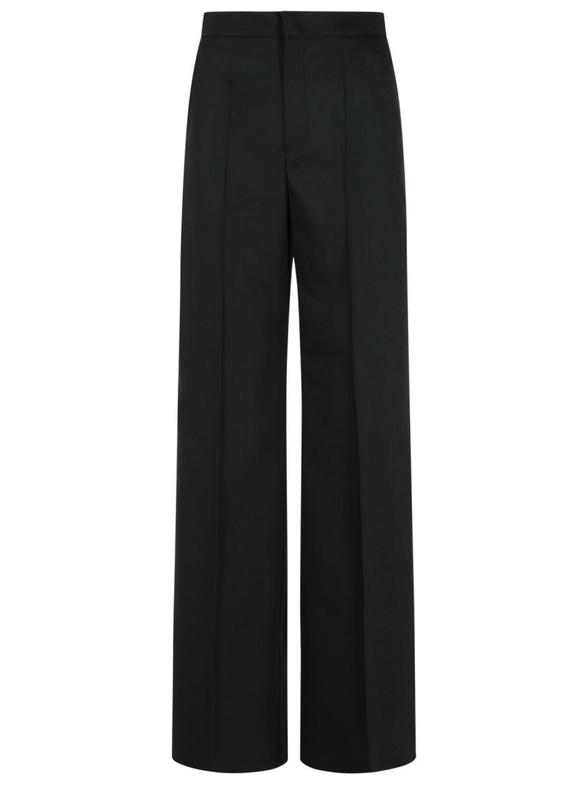 パンツ Max Mara Fernet' Straight Black Virgin Wool Pants