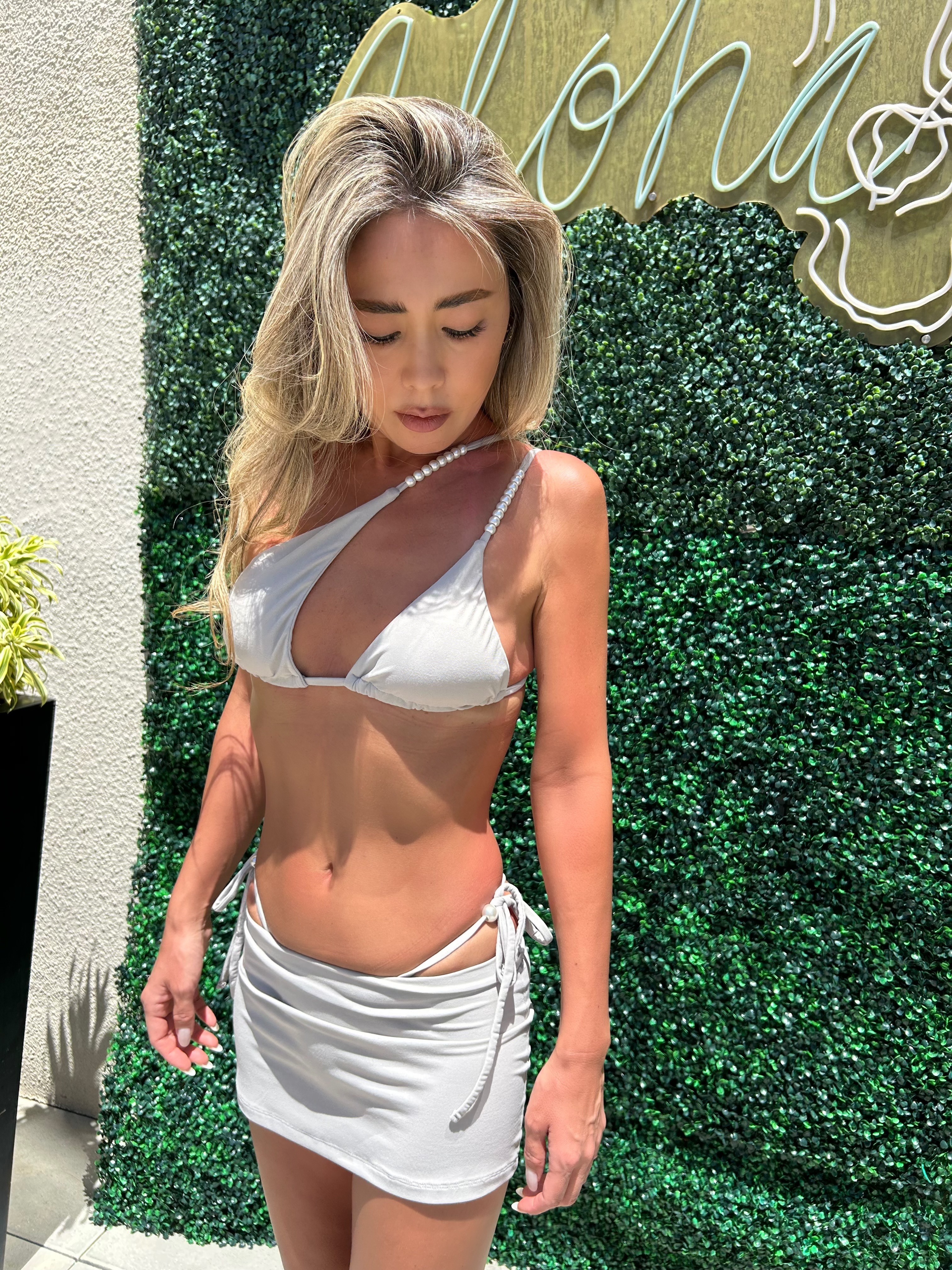 MARINA Swimwear【即発】パールビキニトップス グレー