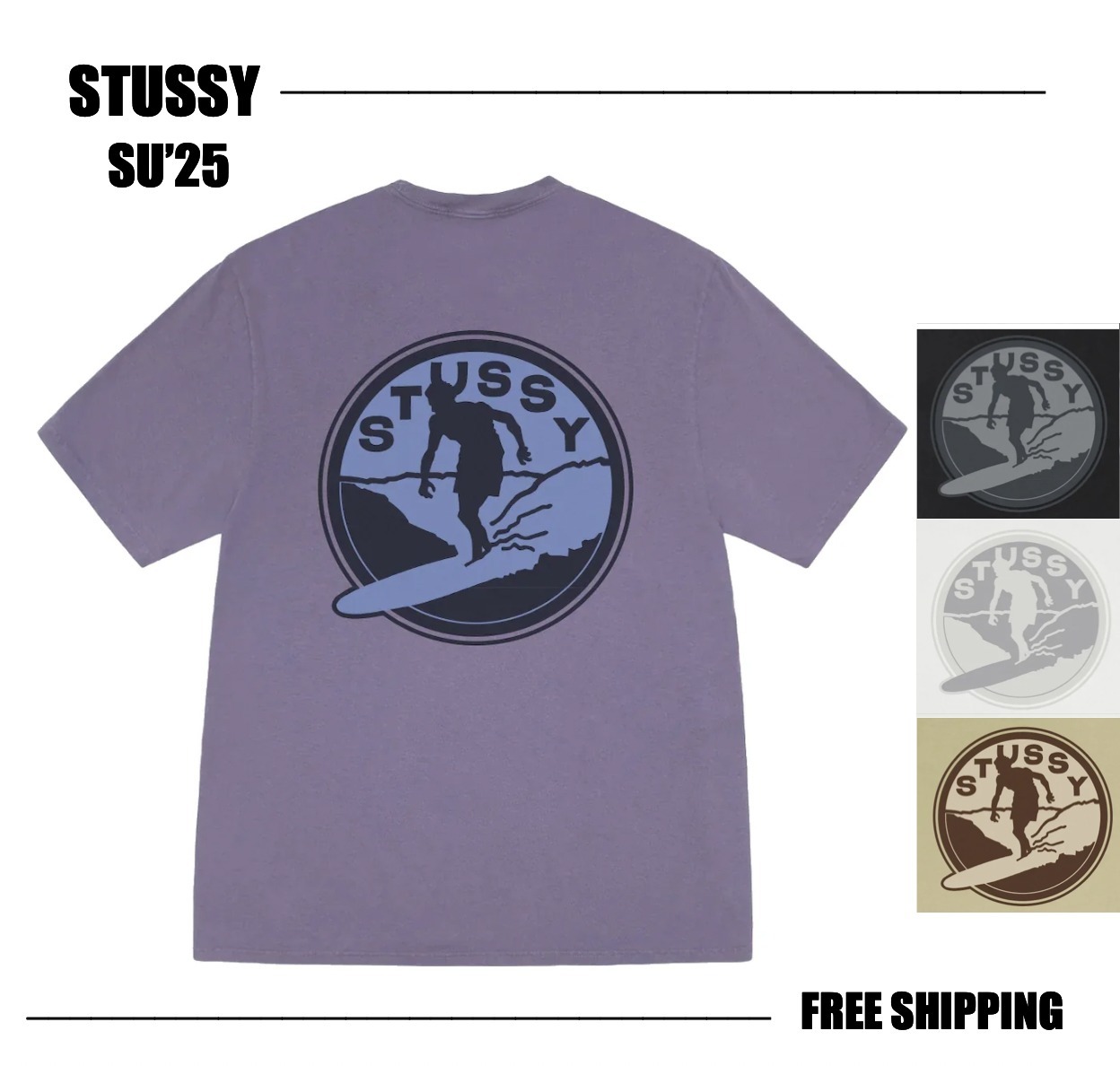 【STUSSY SU25'】Stussy Surf Club Pig. Dyed Tee