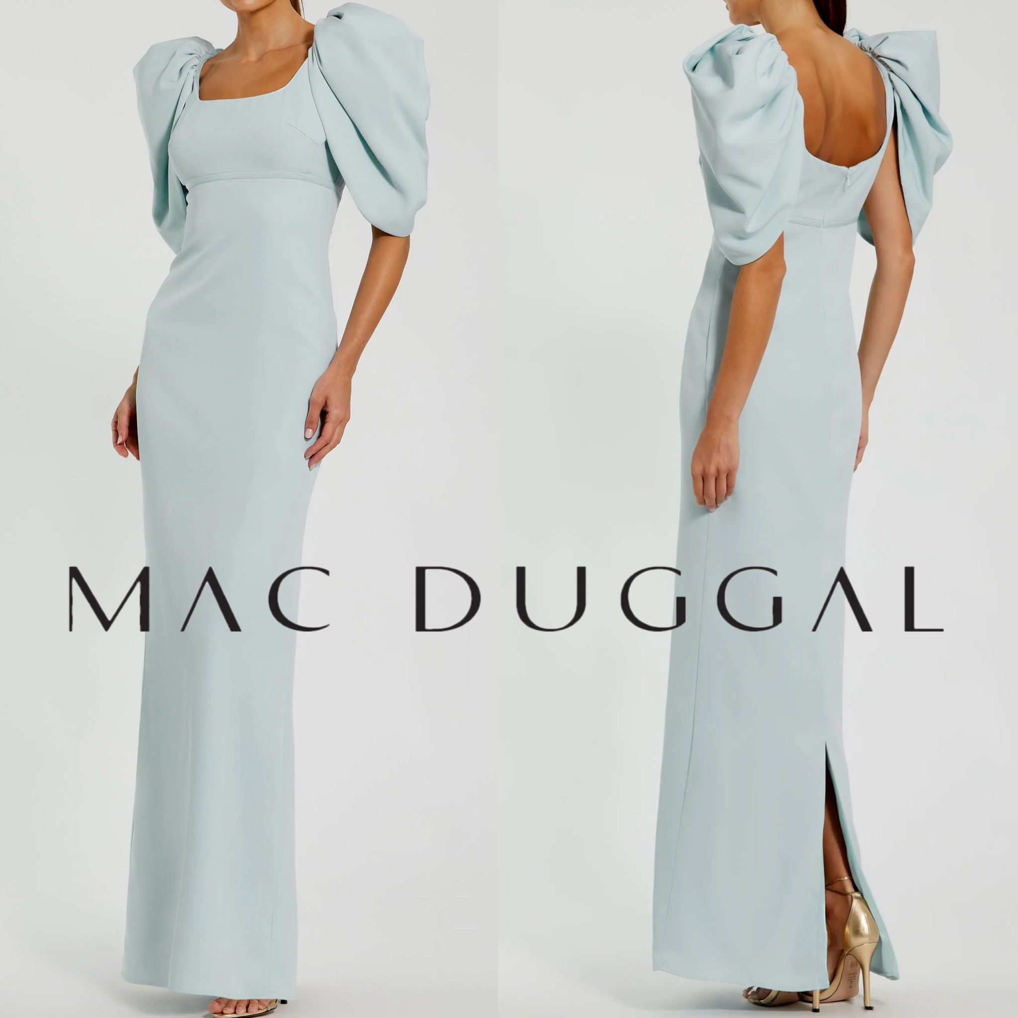 【MAC DUGGAL】ボリュームパフスリーブ 素敵ネックラインドレス
