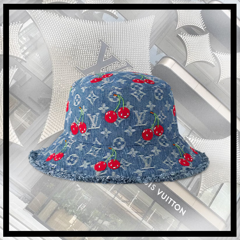 村上隆コラボ Louis Vuitton ◆ バケットハット デニムチェリー