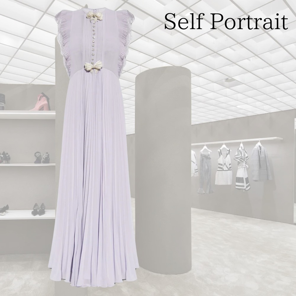 関税込★VIP価格【SELF PORTRAIT】シフォン フリル マキシドレス