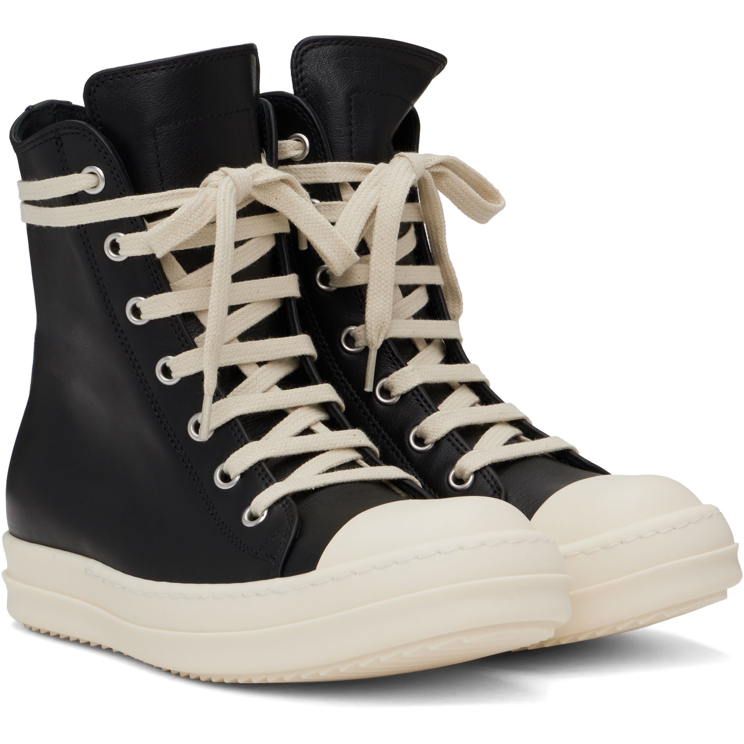 【正規品】Rick Owens ブラック レザー ハイカット スニーカー