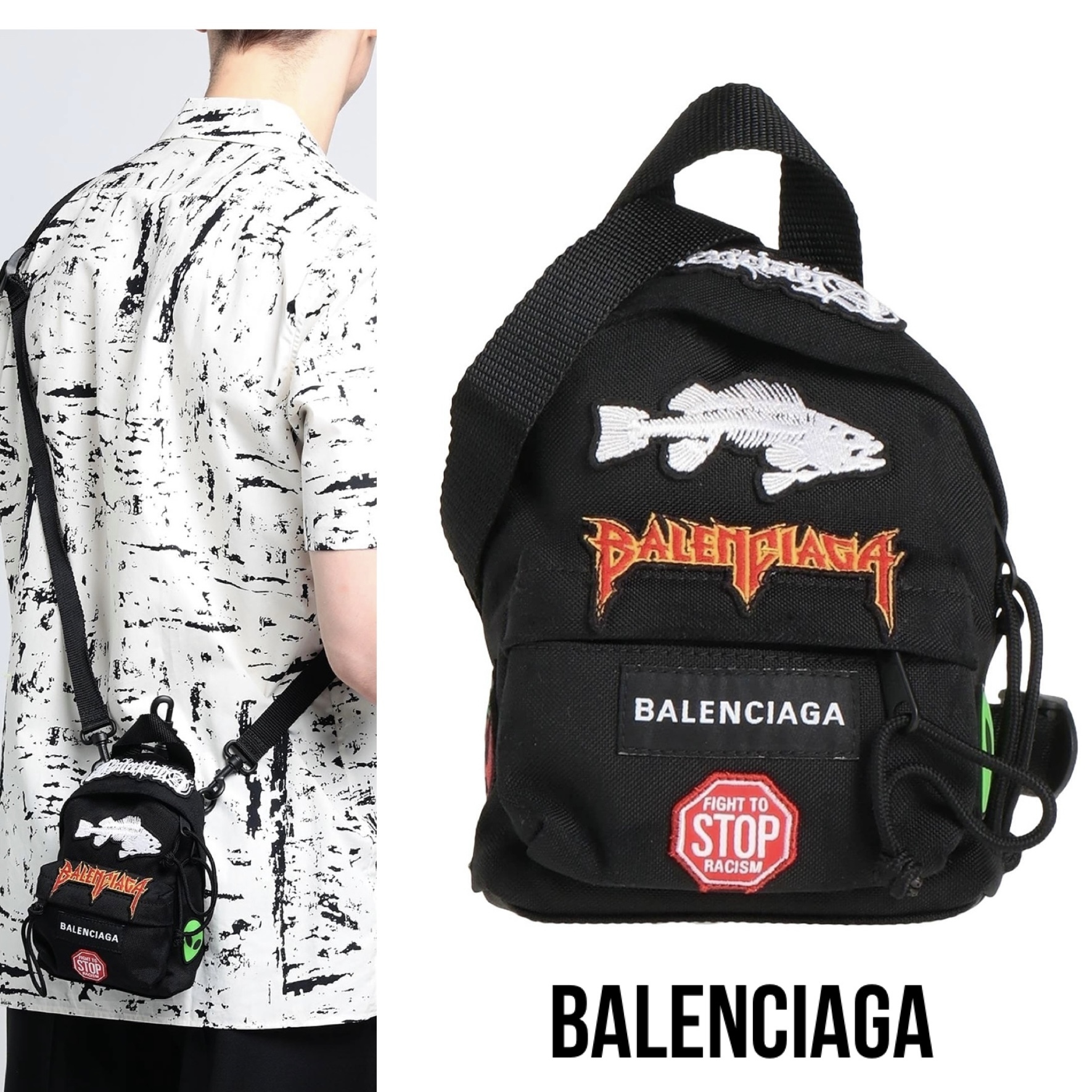 送料関税込み☆BALENCIAGA ロゴ ボディバッグ