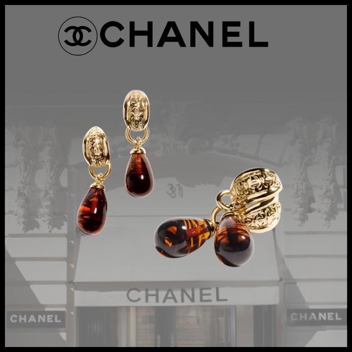 【25A最新作♪】CHANEL CCロゴ アンバーモチーフ ピアス