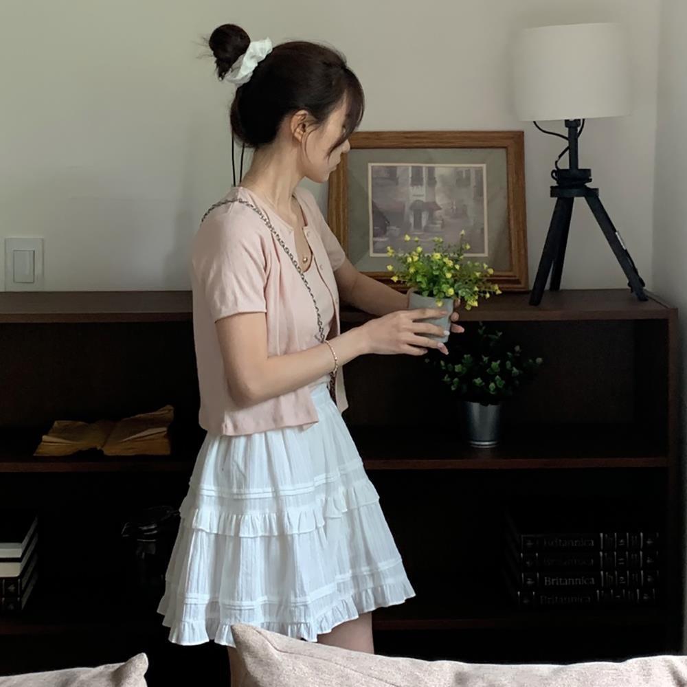 ★LAMINEZ★ Tiered Ruffle Skirt Ivory