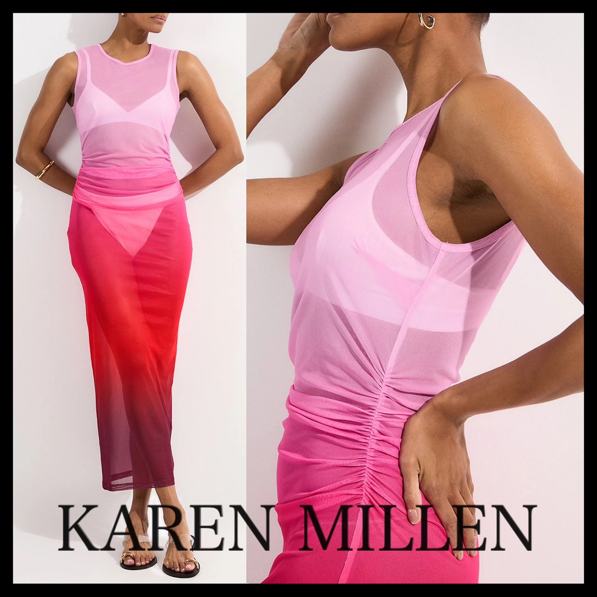 KAREN MILLEN* メッシュタイトワンピース ビーチドレス
