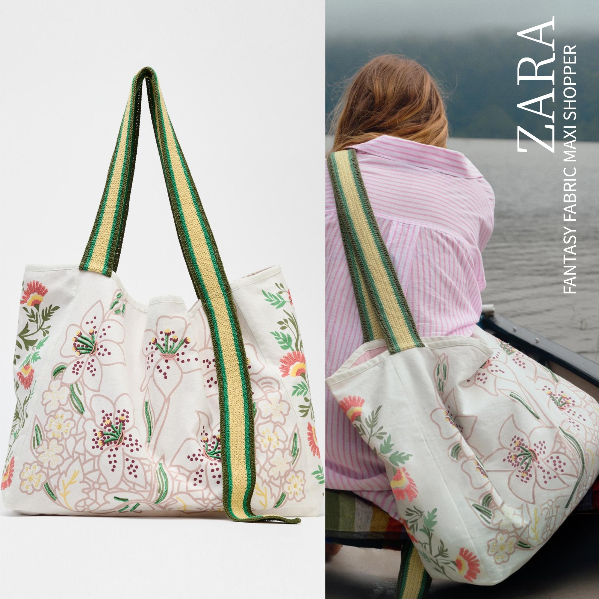 ZARA【NEW】FANTASY FABRIC MAXI SHOPPER
