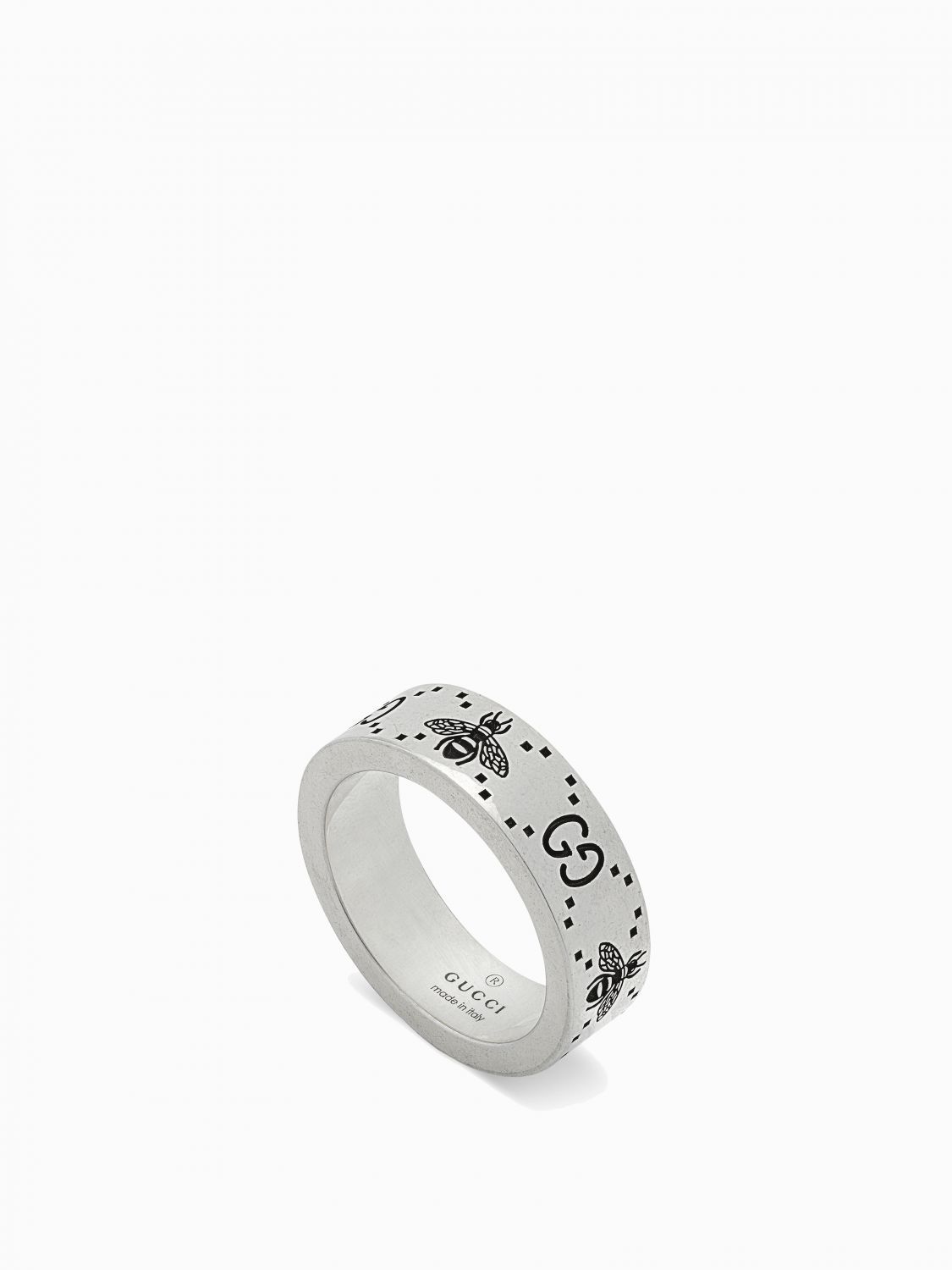 指輪・リング GUCCI  ring in silver with gg logo and bee engravings