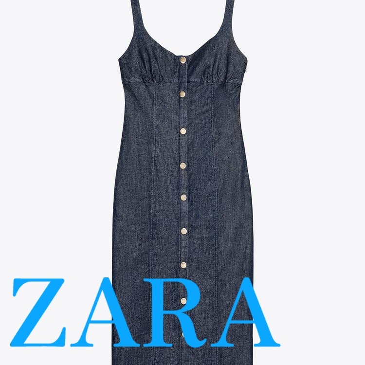 【ZARA】Z1975 デニムミディ丈ストラップワンピース0779/055/400