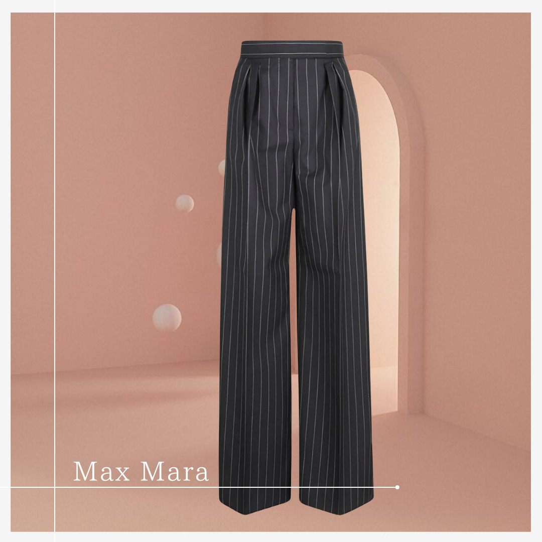上品シンプル美【Max Mara】ザビエルストライプパラッツォパンツ