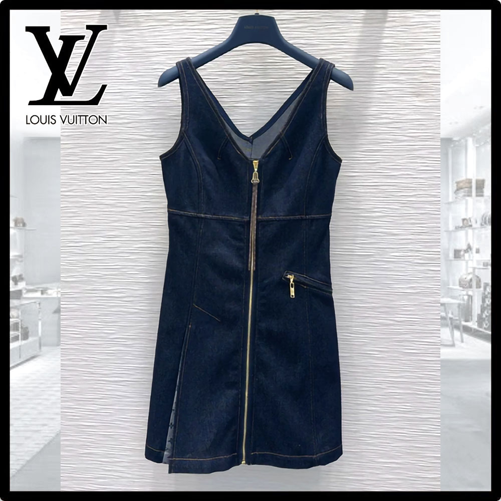 【フロントジップがお洒落☆】Louis Vuitton★デニムドレス
