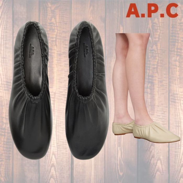 夏のお出かけに! A.P.C スリッポンシューズ 上品 スムースレザー