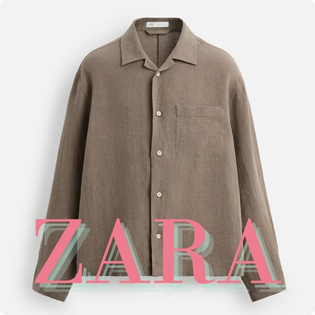 ZARA リネン100％シャツ 1195/442