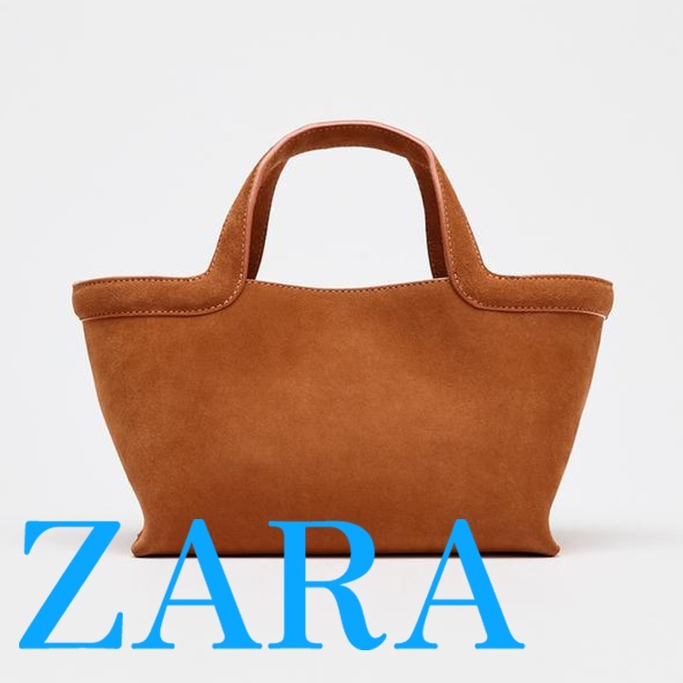 【ZARA】トップステッチスプリットスエードミニトートバッグ