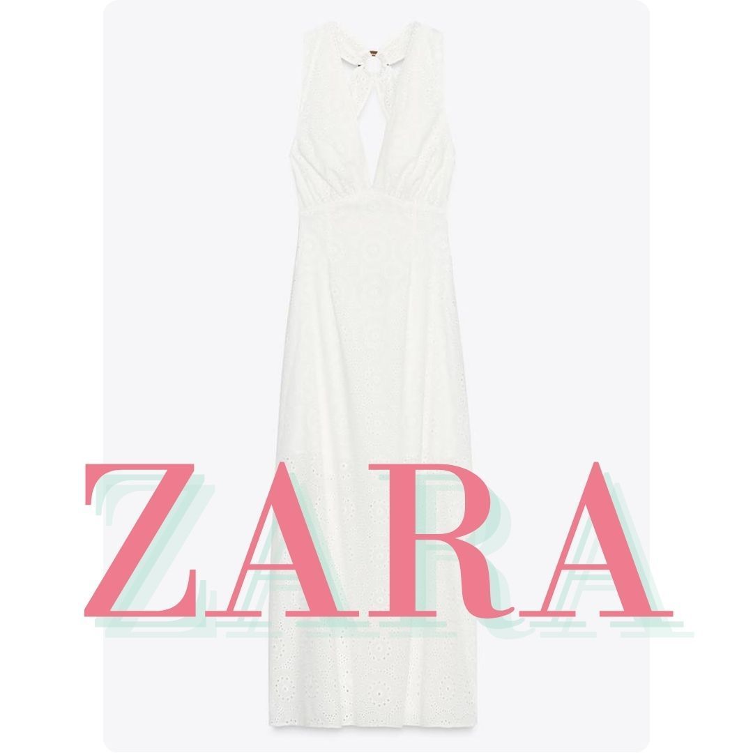 ZARA 刺繍入りミディワンピース 2869/953