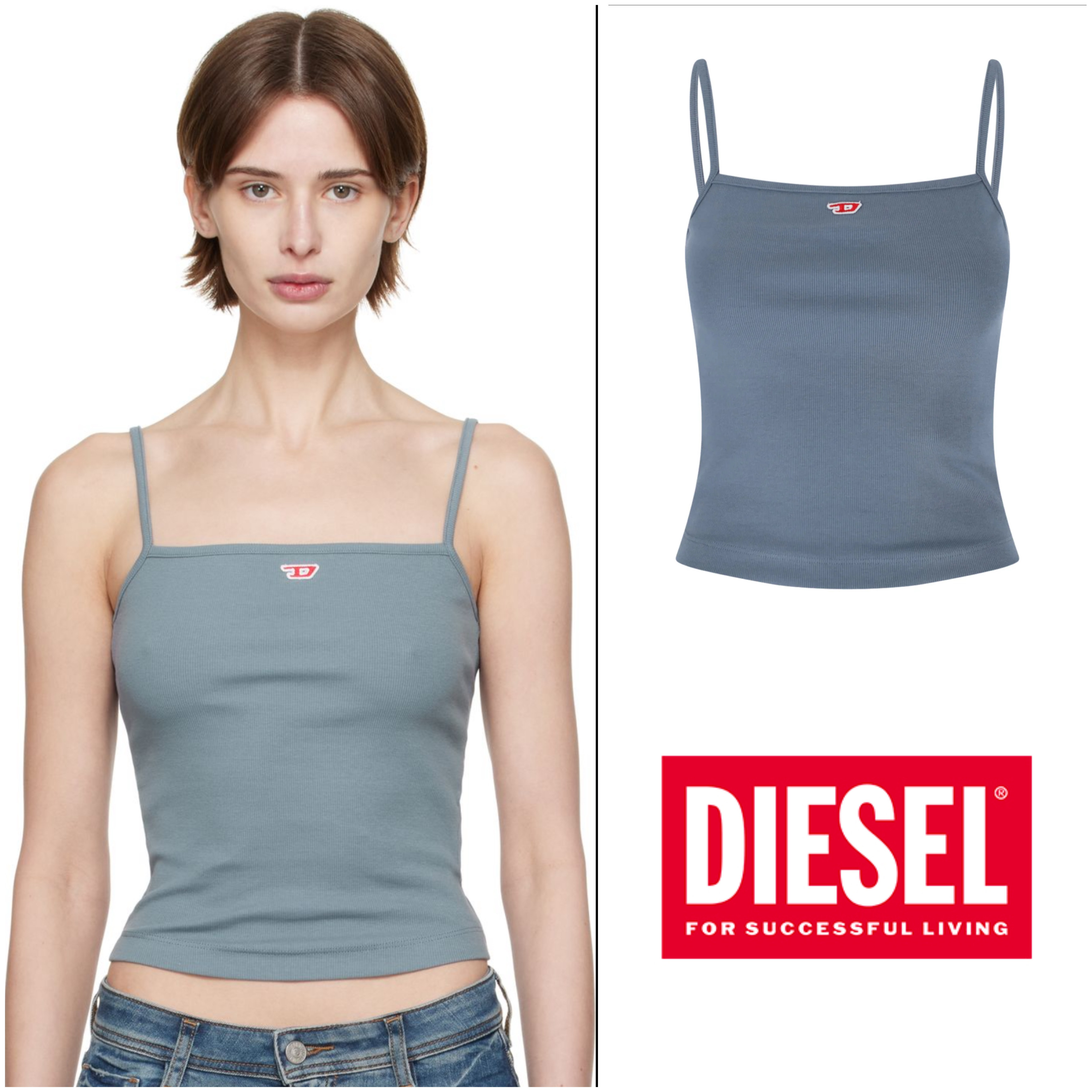 Diesel T-Hop-D ロゴ刺繍キャミトップ