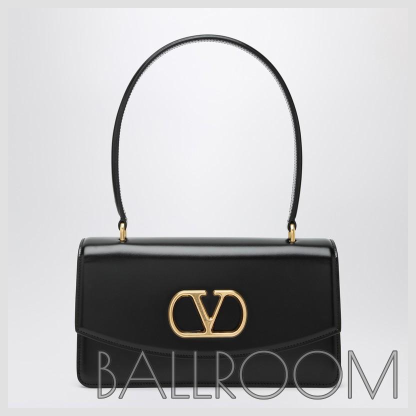 ショルダーバッグ・ポシェット VALENTINO GARAVANI VAIN BAG IN BLACK GLOSSY CALFSKIN