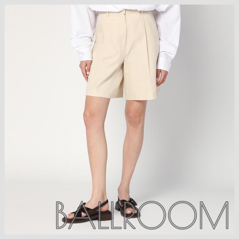 ショートパンツ WEEKEND MAX MARA BEIGE BERMUDA SHORTS IN COTTON AND LINEN