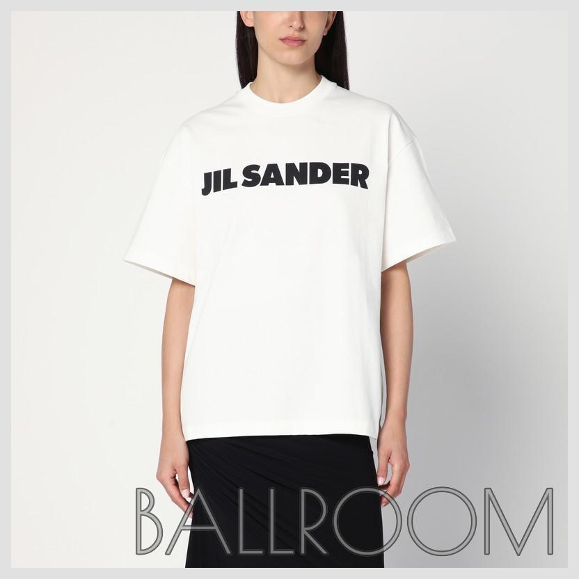 Tシャツ・カットソー JIL SANDER WHITE WIDE T-SHIRT WITH LOGO