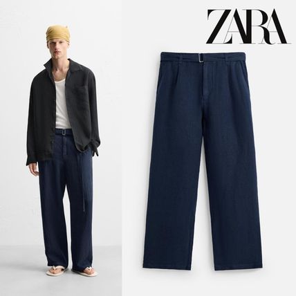 ZARA 100% リネン ベルト付きパンツ 2675/418 ZARA］100% リネン ベルト付きパンツ 2675/418 (ZARA/デニム