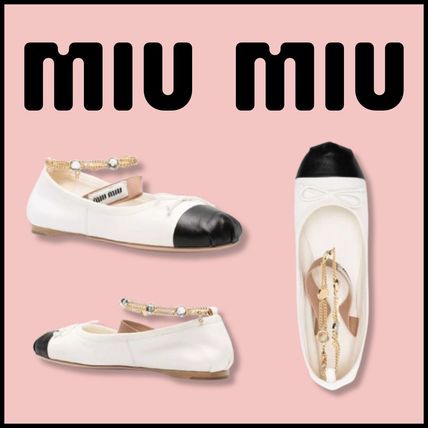ホワイト（白）系 MiuMiu(ミュウミュウ) バレエシューズ