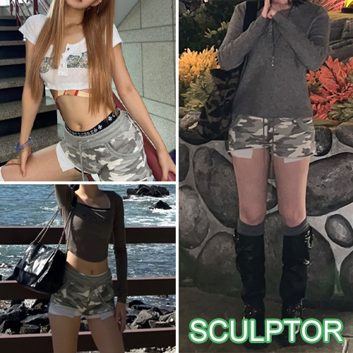 ★人気★【SCULPTOR】 Camouflage Shorts★Forest & Ash★