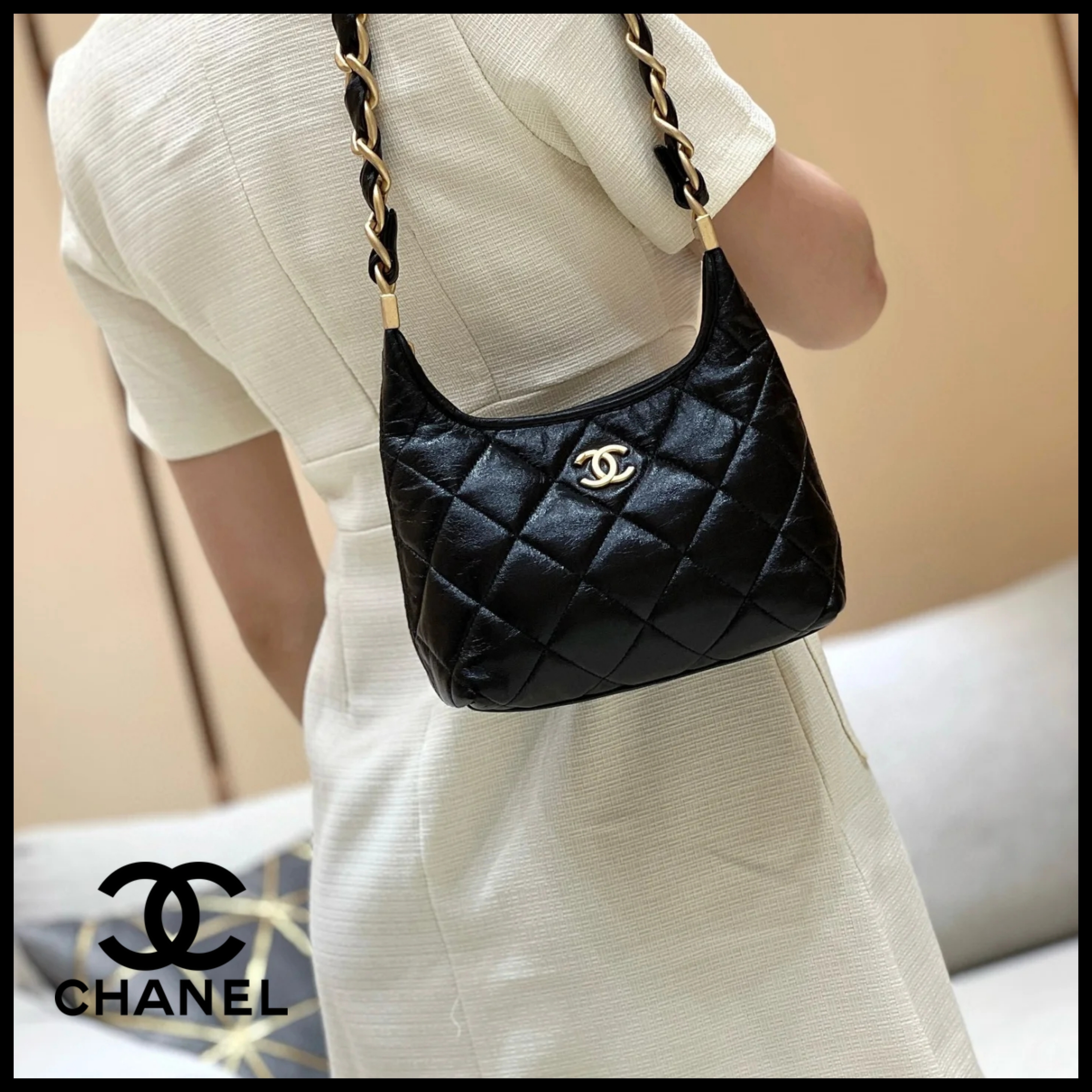 25A♪【CHANEL】 スモール ホーボー バッグ
