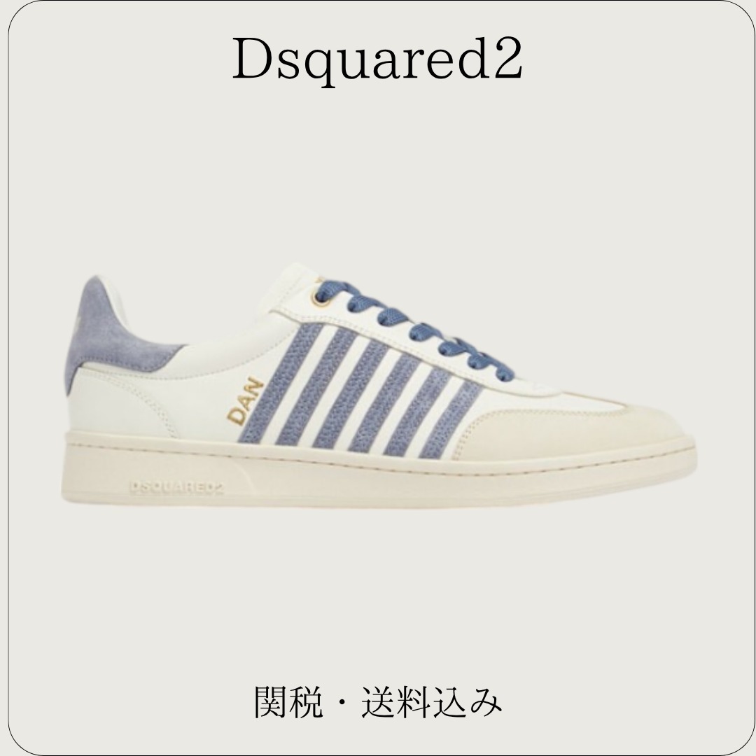Dsquared2【レザースニーカー☆ホワイト/ブルー】関税送料込