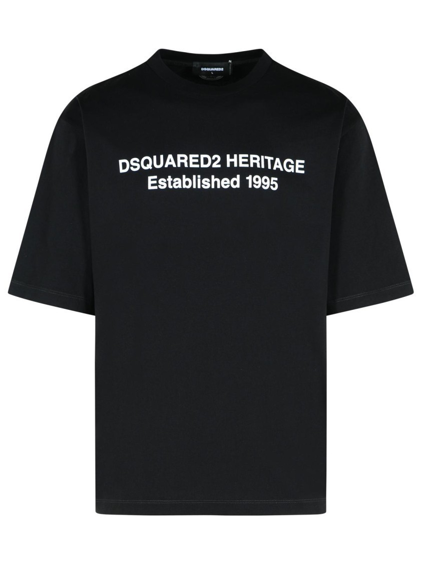 Tシャツ・カットソー Dsquared2 'Heritage' Black Cotton T-Shirt