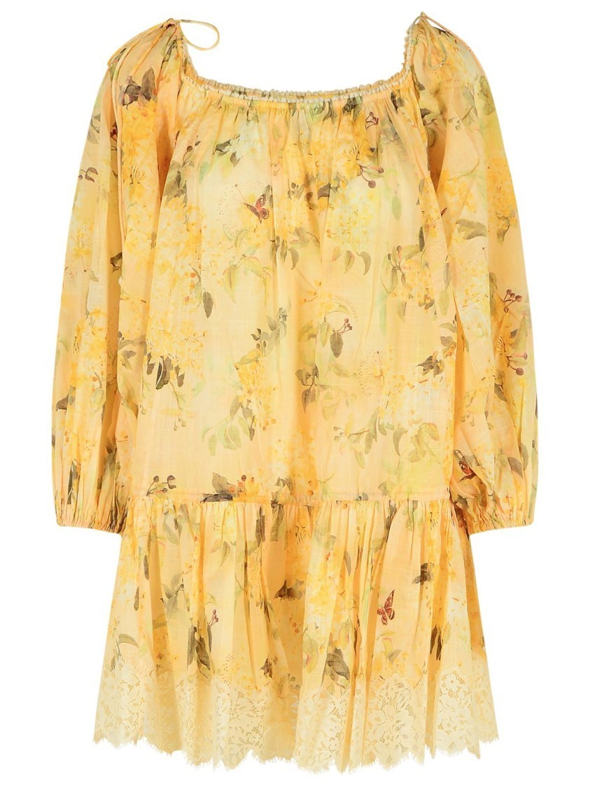 オールインワン・サロペット Zimmermann 'Cascadian' Yellow Cotton Mini Dress 'Botanical