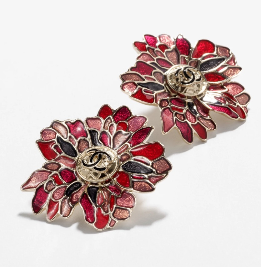 《鮮やかなフラワーモチーフ♪》CHANEL ピアス お花 CCロゴ