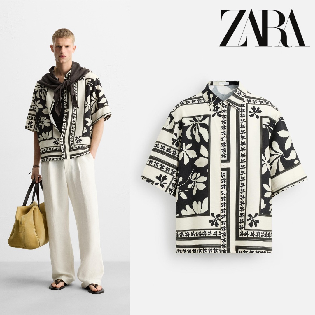 ［ZARA］コンビネーションプリント柄シャツ 4815/623/800