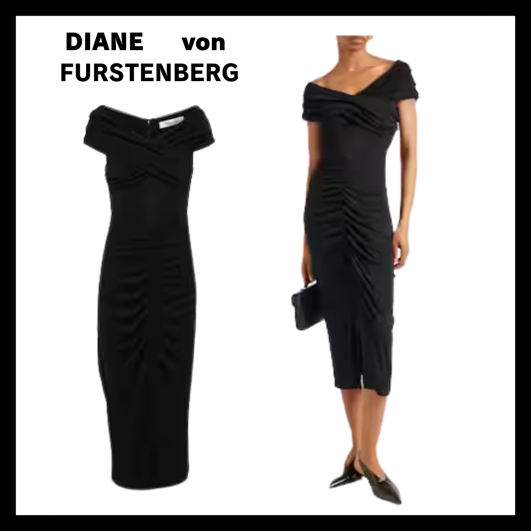 【DIANE von FURSTENBERG】ルーシュジャージー黒ドレス