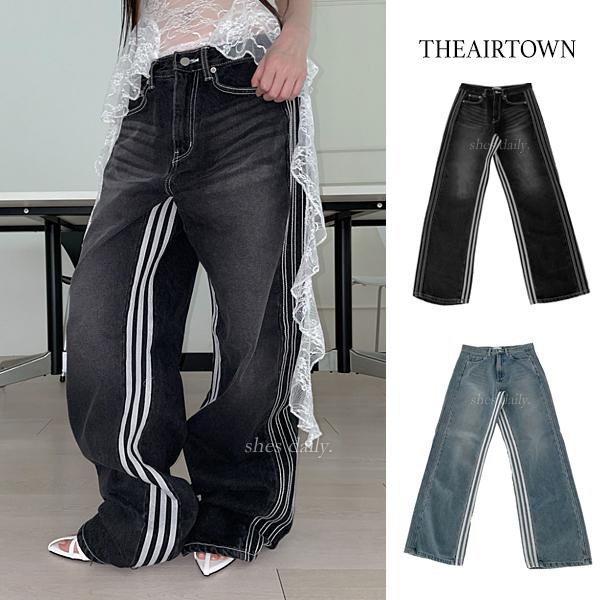 【THEAIRTOWN】Line Track Denim Pt ★