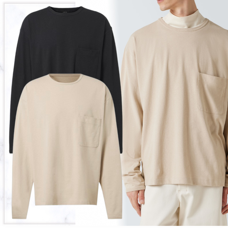 【LEMAIRE】コットン＆リネン◆ジャージー◆長袖 Tシャツ