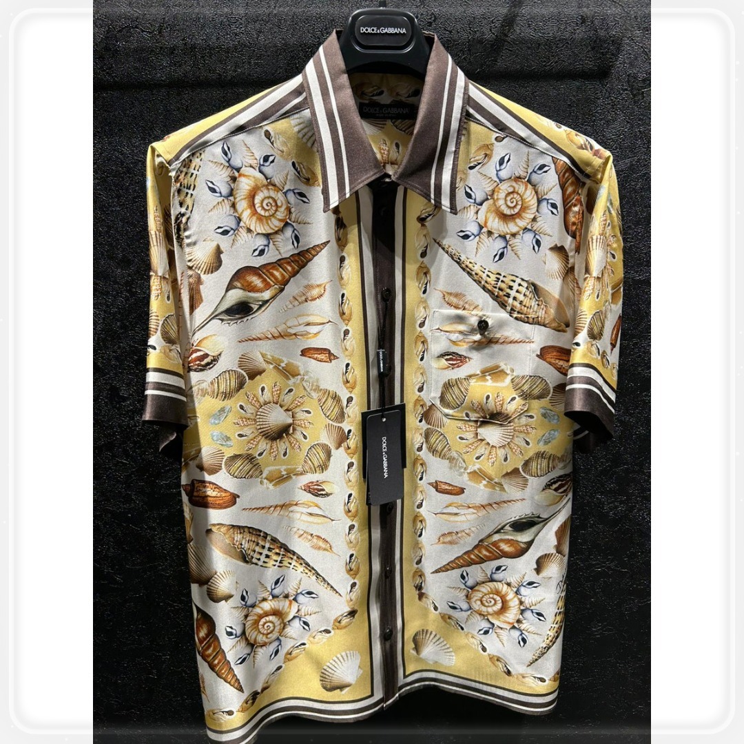 【DOLCE&GABBANA】プリントハワイシルクツイルシャツ 半袖